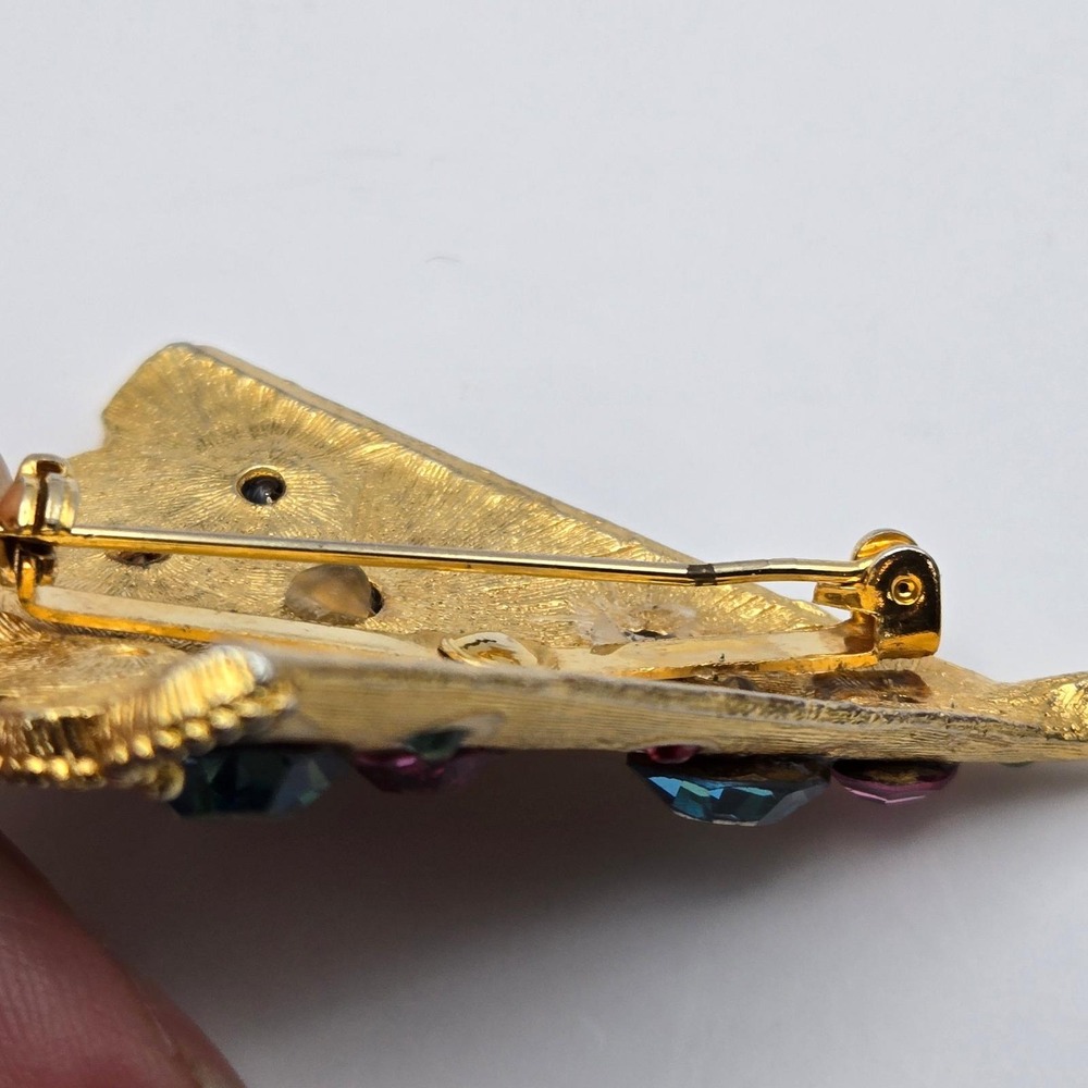 WEISS Vintage Christmas Tree Brooch Rhinestone Gold Tone Holiday Pin As Is - Picture 9 of 12